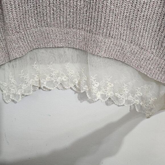 Boho Lace Cut Out Neck Lavender Sweater. Size 3x. - Picture 3 of 6
